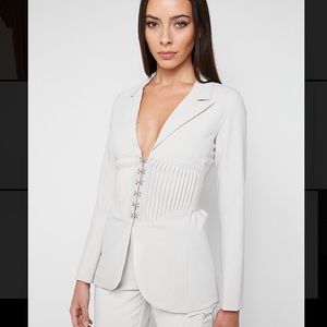 NWT Manière de Voir Corset Waist Blazer - Stone